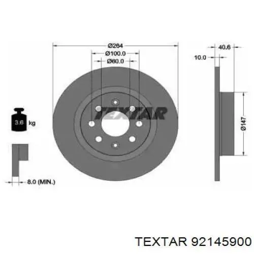 Тормозные диски 92145900 Textar