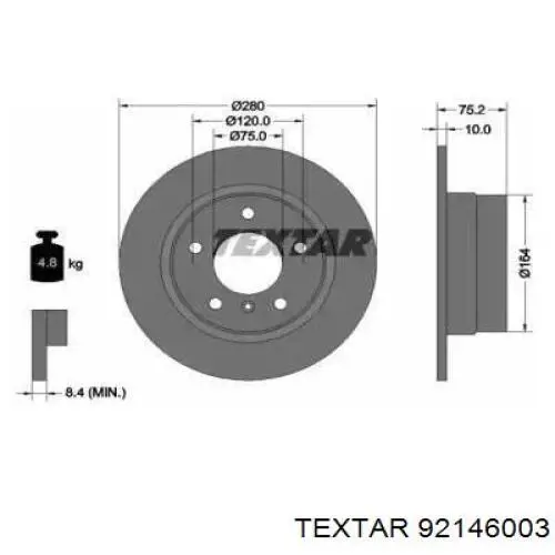 Тормозные диски 92146003 Textar