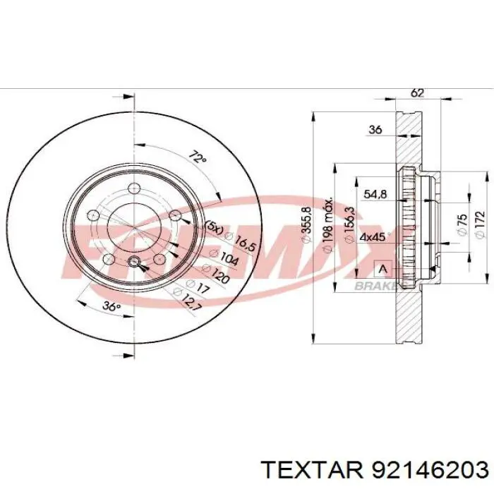 Купить 92146203 Textar Ротор тормозной