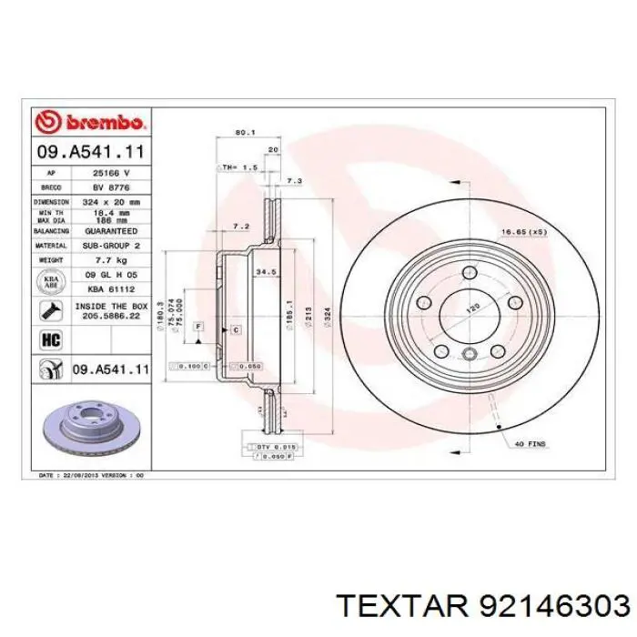 Задний тормозной диск Textar 92146303 цена, от 73.50 USD