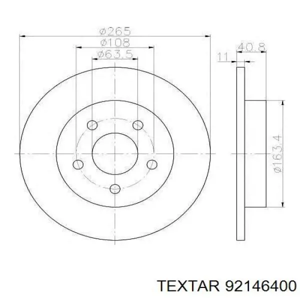 Тормоз дисковый передний Textar 92146400 цена, от 78.18 USD