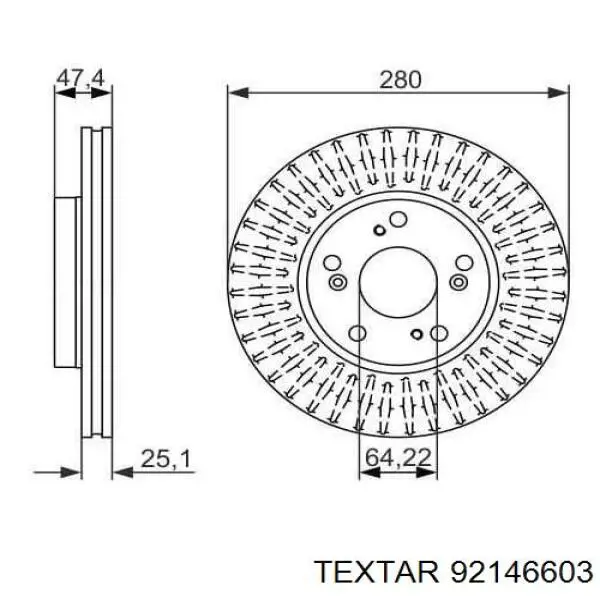 Тормоз дисковый передний Textar 92146603 цена, от 44.37 USD