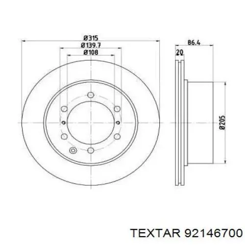 Тормозные диски 92146700 Textar