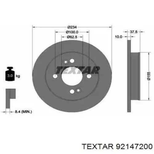 Тормозные диски 92147200 Textar