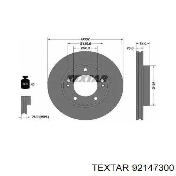 Передние тормозные диски 92147300 Textar