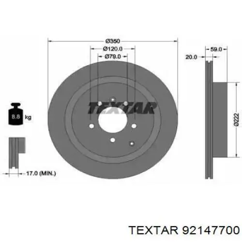 Тормозные диски 92147700 Textar