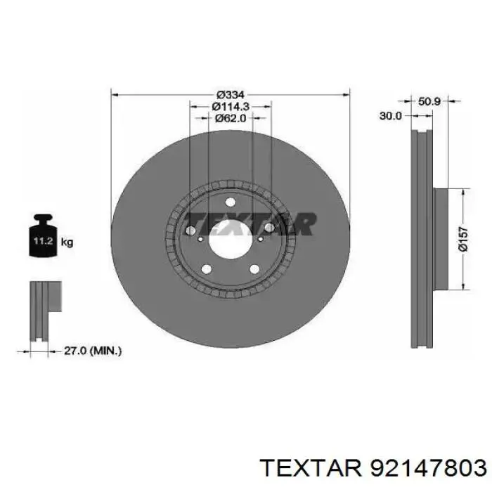 92147803 Textar disco do freio dianteiro