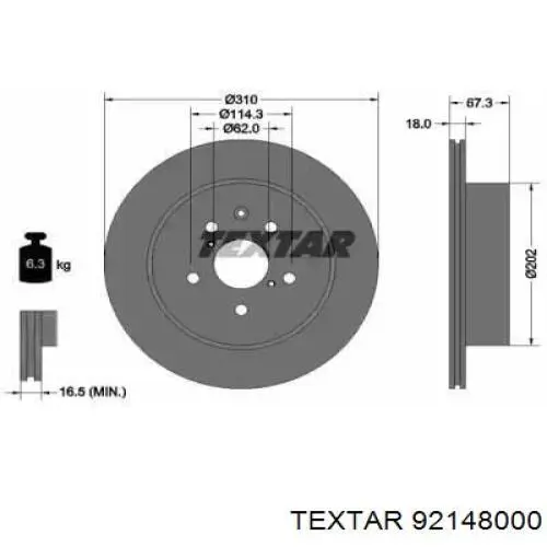 Тормозные диски 92148000 Textar