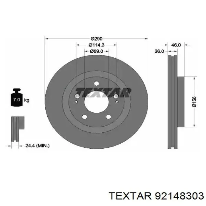 92148303 Textar диск тормозной передний