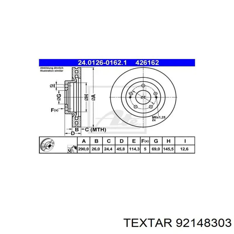 Передние тормозные диски 92148303 Textar