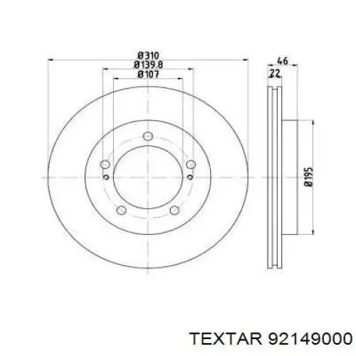 Передние тормозные диски 92149000 Textar