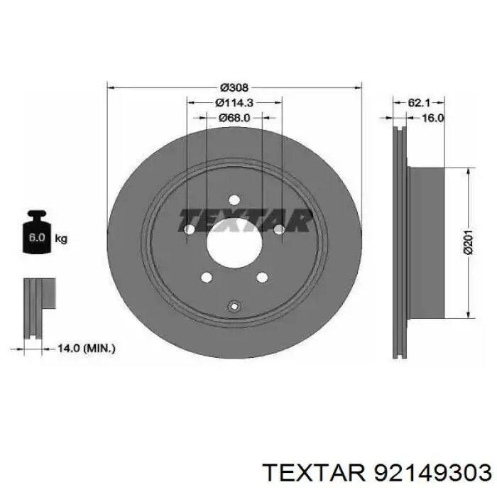 92149303 Textar тормозные диски