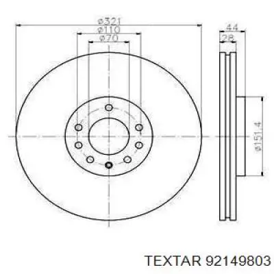 92149803 Textar диск тормозной передний