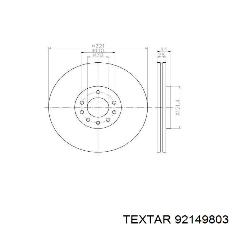 Передние тормозные диски 92149803 Textar