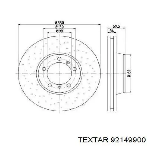 Передние тормозные диски 92149900 Textar