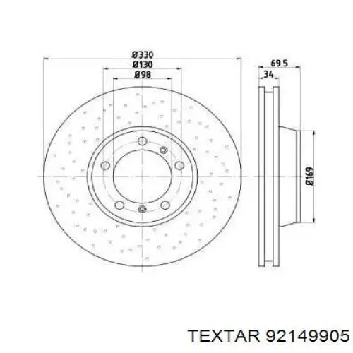 Передние тормозные диски 92149905 Textar