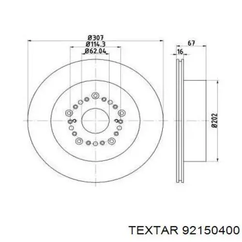 Тормозные диски 92150400 Textar