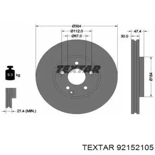 Передние тормозные диски 92152105 Textar