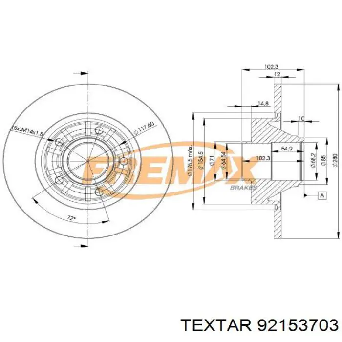 Купить 92153703 Textar Диск тормозной задний