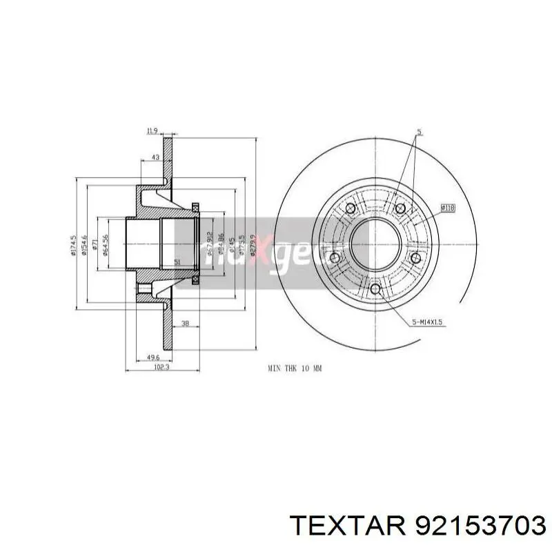 Задний тормозной диск Textar 92153703 цена, от 85.63 USD