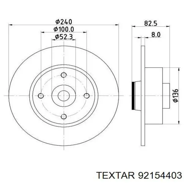 Диск гальмівний задній 92154403 Textar