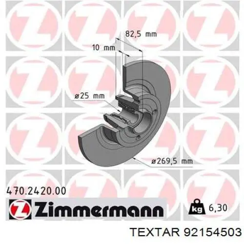 Купить 92154503 Textar Диск тормозной задний