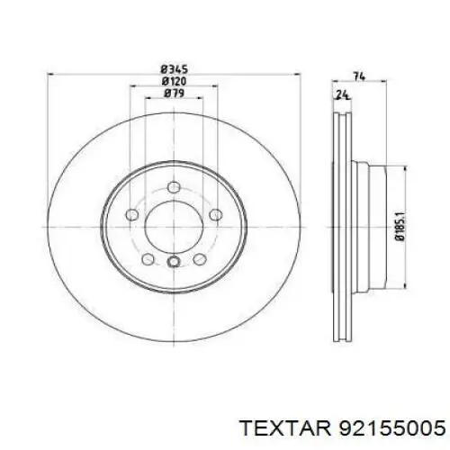 Тормозные диски 92155005 Textar