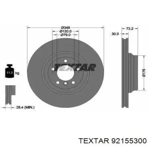 Передние тормозные диски 92155300 Textar