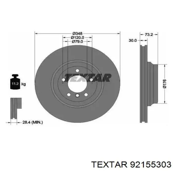 92155303 Textar диск тормозной передний