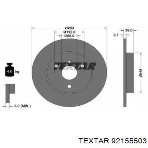 Купить 92155503 Textar Ротор тормозной