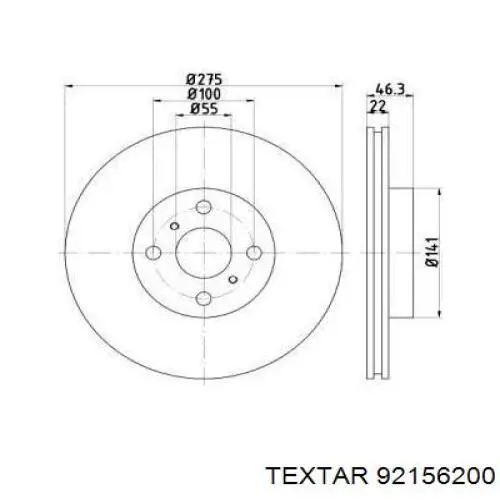 92156200 Textar диск тормозной передний