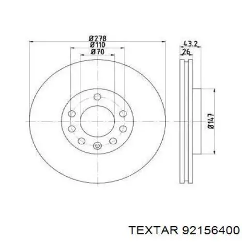 Передние тормозные диски 92156400 Textar