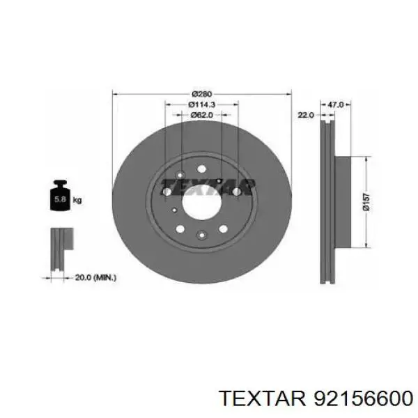 92156600 Textar тормозные диски