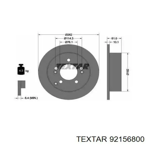 Тормозные диски 92156800 Textar