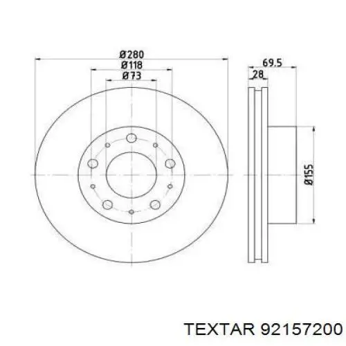 Передние тормозные диски 92157200 Textar