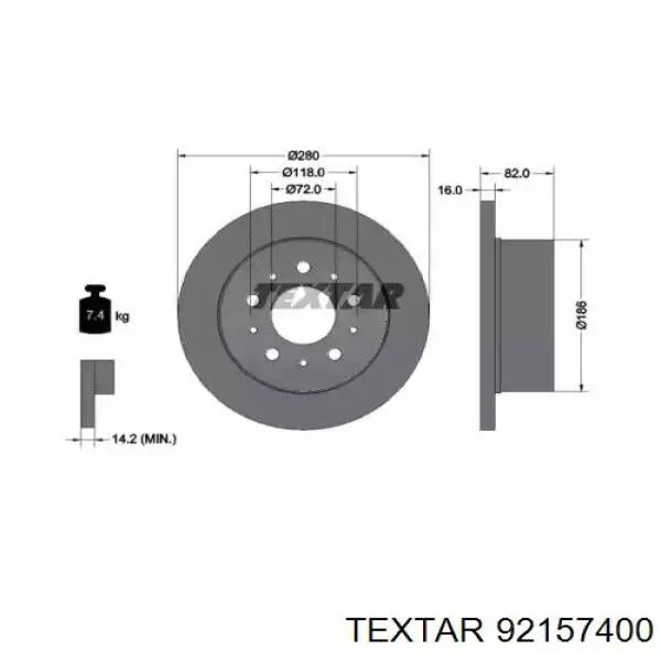 Тормозные диски 92157400 Textar