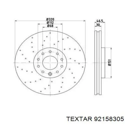 Передние тормозные диски 92158305 Textar