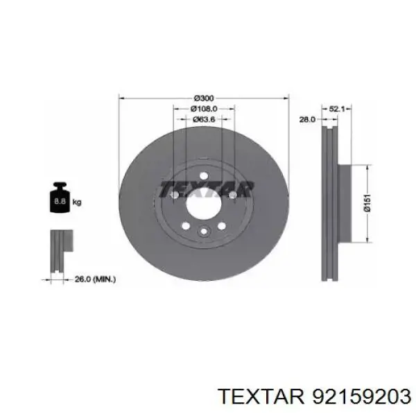 Передние тормозные диски 92159203 Textar