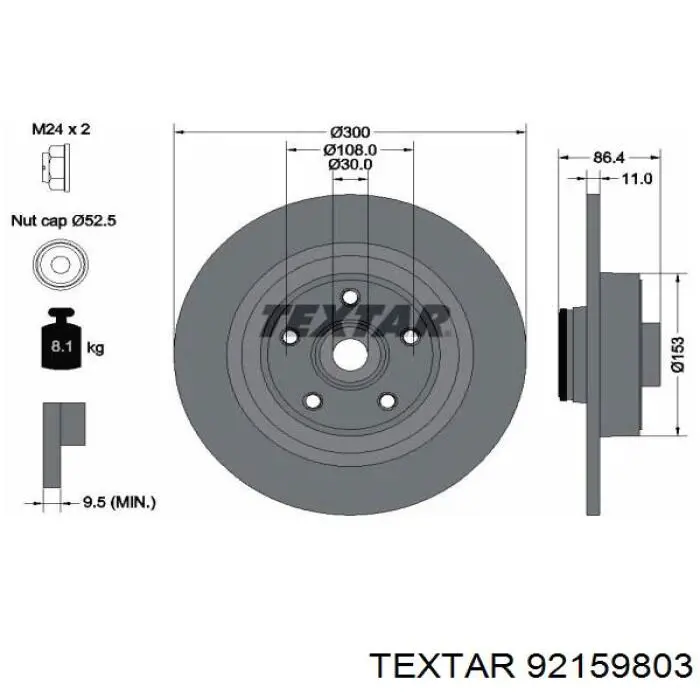 92159803 Textar disco do freio traseiro