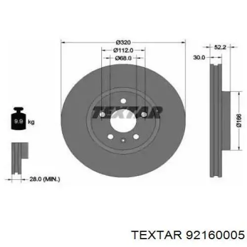 Передние тормозные диски 92160005 Textar