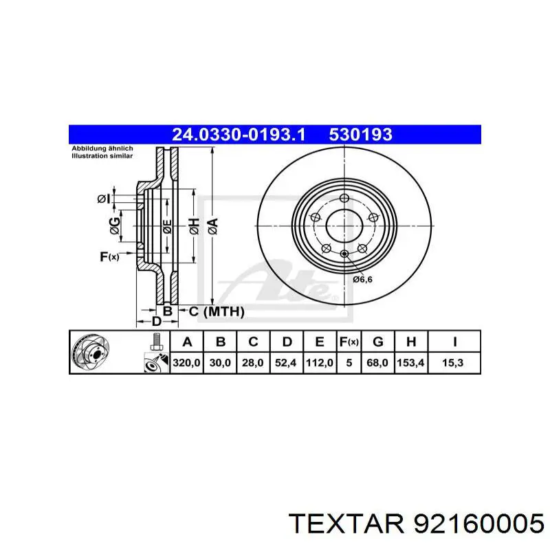 Тормоз дисковый передний Textar 92160005 цена, от 117.96 USD