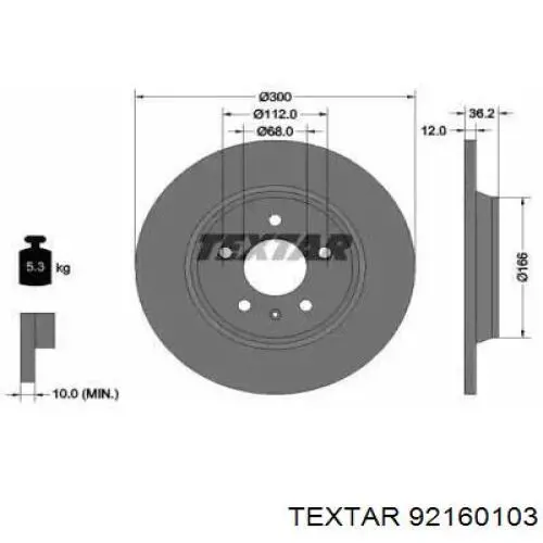 Задний дисковый тормоз Textar 92160103