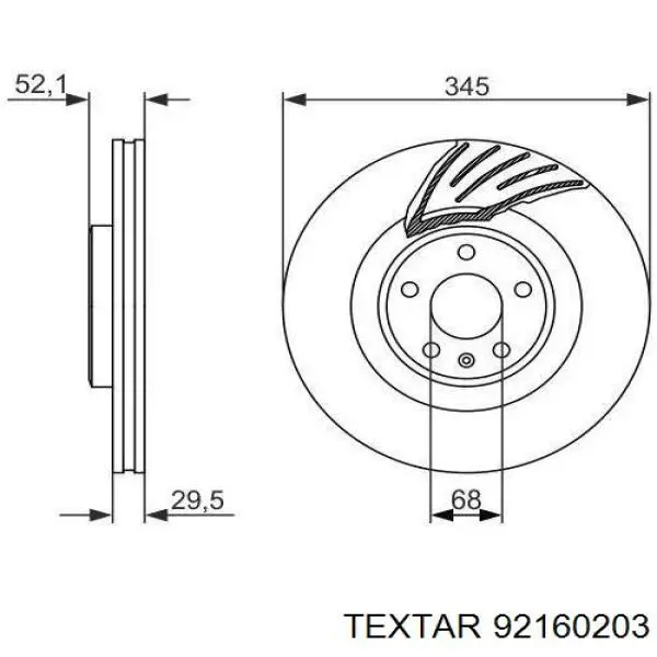 Передние тормозные диски 92160203 Textar