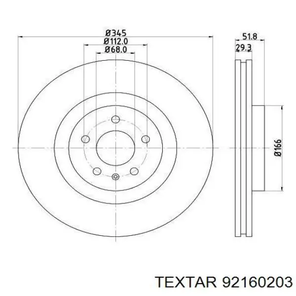 Передний тормозной диск Textar 92160203