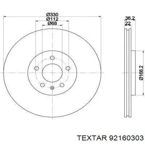 Задний тормозной диск Textar 92160303 цена, от 66.66 USD