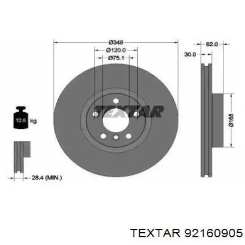 Передний тормозной диск Textar 92160905