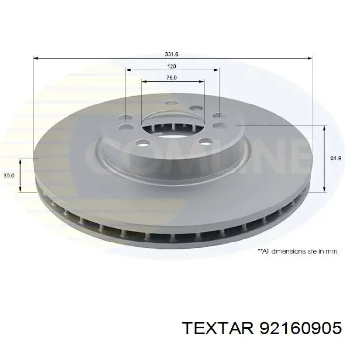Тормоз дисковый передний Textar 92160905 цена, от 113.90 USD