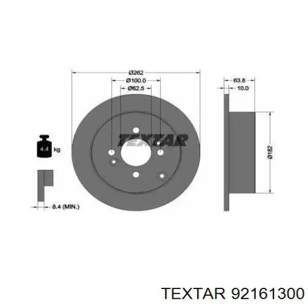 92161300 Textar диск тормозной задний