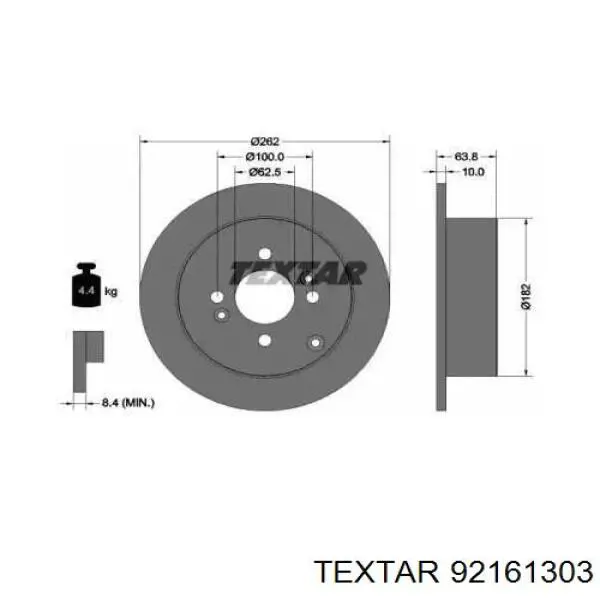 92161303 Textar диск тормозной задний