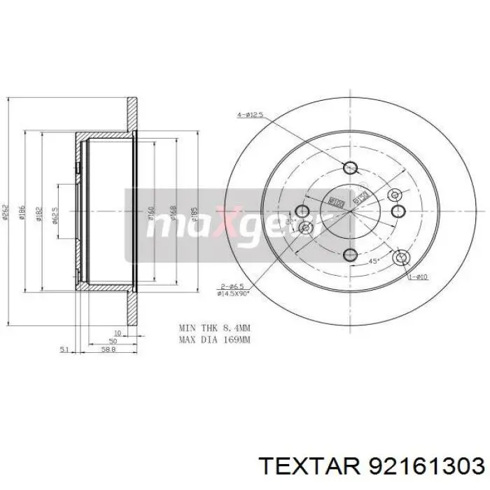 Купить 92161303 Textar Диск тормозной задний